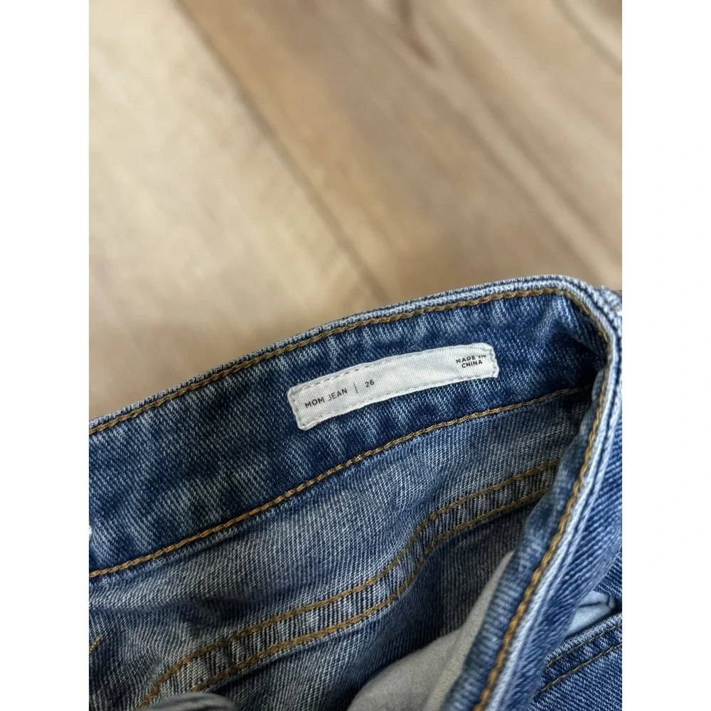 PacSun Mon Jean Blue Denim Side Stripe Straight Leg Womens Stylish Jeans Size 26 - Picture 6 of 8